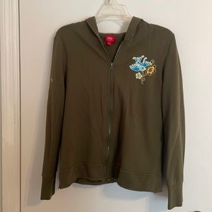 Green embroidered hoodie